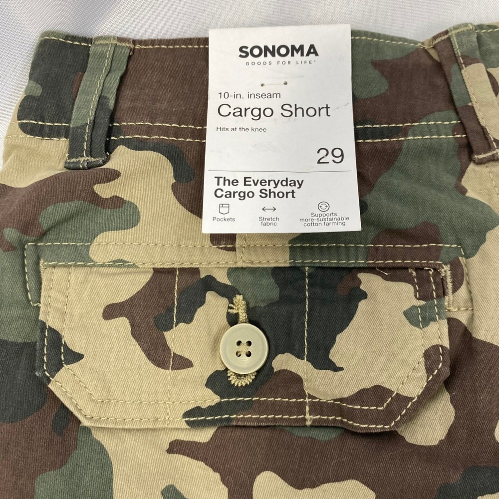 SONOMA Y2K Everyday Camo Cargo Shorts Men 29 Military Green Utility Combat NWT - Picture 7 of 11